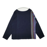 JURGEN LEHL J0141KB041 マルチストライプ コットンリネン シルク混 長袖Ｔシャツ カットソー ロンＴ ネイビー レディース ヨーガンレール【中古】6-0329M♪