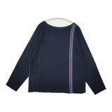 JURGEN LEHL J0141KB041 マルチストライプ コットンリネン シルク混 長袖Ｔシャツ カットソー ロンＴ ネイビー レディース ヨーガンレール【中古】6-0329M♪
