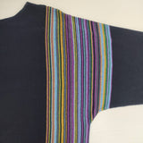 JURGEN LEHL J0141KB041 マルチストライプ コットンリネン シルク混 長袖Ｔシャツ カットソー ロンＴ ネイビー レディース ヨーガンレール【中古】6-0329M♪