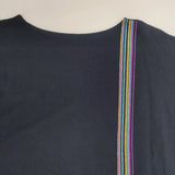 JURGEN LEHL J0141KB041 マルチストライプ コットンリネン シルク混 長袖Ｔシャツ カットソー ロンＴ ネイビー レディース ヨーガンレール【中古】6-0329M♪