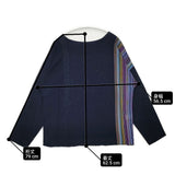 JURGEN LEHL J0141KB041 マルチストライプ コットンリネン シルク混 長袖Ｔシャツ カットソー ロンＴ ネイビー レディース ヨーガンレール【中古】6-0329M♪