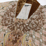 ETRO ペイズリー スパンコール シルク イタリア製 サイズ42 スクエアネック ワンピース ベージュ レディース エトロ【中古】5-1203M♪