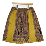 ETRO シルク フロッキープリント スカート マスタード ブラック レディース エトロ【中古】6-0129M∞