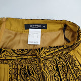 ETRO シルク フロッキープリント スカート マスタード ブラック レディース エトロ【中古】6-0129M∞