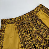 ETRO シルク フロッキープリント スカート マスタード ブラック レディース エトロ【中古】6-0129M∞