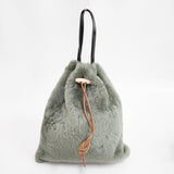 OWEN BARRY 英国製 羊革 ムートン 毛皮 牛革 巾着 トートバッグ グリーン レディース オーエンバリー【中古】5-1215T◎