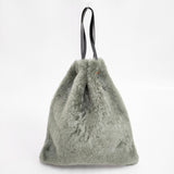 OWEN BARRY 英国製 羊革 ムートン 毛皮 牛革 巾着 トートバッグ グリーン レディース オーエンバリー【中古】5-1215T◎