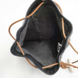 OWEN BARRY 英国製 羊革 ムートン 毛皮 牛革 巾着バッグ チャコールグレー レディース オーエンバリー【中古】5-1215T◎