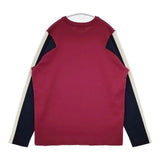 LACOSTE AF7658 フランス製 サイズ40 カラーブロック 切替 ウールコットン セーター ニット ワインレッド ネイビー レディース ラコステ【中古】6-0121T∞
