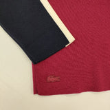 LACOSTE AF7658 フランス製 サイズ40 カラーブロック 切替 ウールコットン セーター ニット ワインレッド ネイビー レディース ラコステ【中古】6-0121T∞