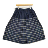 45R/45rpm 花縞バスクのギャザースカート（インディゴ） 定価50600円 ネイビー レディース フォーティーファイブアールピーエム【中古】5-1210G♪