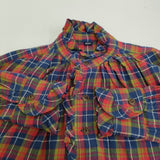 45R/45rpm インドネルのタックフリルドレス 定価47300円 インド製 ワンピース レッド ネイビー レディース フォーティーファイブアールピーエム【中古】5-1210M♪