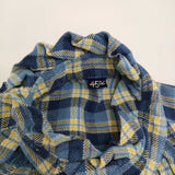 45R/45rpm インドネルのタックフリルドレス 定価47300円 インド製 ワンピース ブルー イエロー レディース フォーティーファイブアールピーエム【中古】5-1210M♪