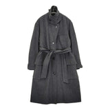 MHL. WOOL COTTON COATING 595-1210504 サイズ2 ベルト付き チェスターコート 21AW チャコールグレー レディース エムエイチエル【中古】5-1226T♪