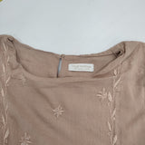 sisam FAIR TRADE シサム工房 ふんわり優しいお花の手刺繍ワンピース レイヤード刺繍ドレス インド製 定価11000円 ワンピース ピンクベージュ レディース シサム【中古】6-0421S△