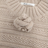 Bilitis dix-sept ans ハンドニットベスト クルーネック 手編み コサージュ付き 定価38500円 ベスト ピンクベージュ レディース ビリティス ディ セッタン【中古】5-1210T♪