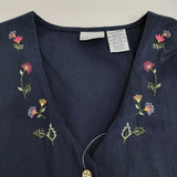 Bobbie Brooks ボビーブルックス インド製 刺繍 花 サイズL/12/14 ジレ ベスト ネイビー レディース【中古】5-1210M♪