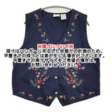 Bobbie Brooks ボビーブルックス インド製 刺繍 花 サイズL/12/14 ジレ ベスト ネイビー レディース【中古】5-1210M♪