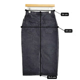 HYKE 70 USED WASH BLACK DENIM MIDI SKIRT サイズ1 定価45100円 デニム タイト ロングスカート ブラック レディース ハイク【中古】5-1210G♪
