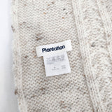 Plantation アルパカ混 フリンジ ケーブルニット マフラー アイボリー レディース プランテーション【中古】5-1215T◎