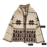 UNITED ARROWS STYLE for LIVING フード付き ノルディック柄 カウチンニット セーター ベージュ レディース ユナイテッドアローズ【中古】5-1219T♪