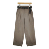 MHL. WOOL COTTON TWILL TROUSERS定価37950円 595-5240203 サイズ1 ベルト付き パンツ 25AW グレージュ系 レディース エムエイチエル【中古】5-1210T♪