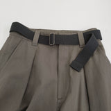 MHL. WOOL COTTON TWILL TROUSERS定価37950円 595-5240203 サイズ1 ベルト付き パンツ 25AW グレージュ系 レディース エムエイチエル【中古】5-1210T♪