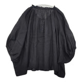 nest Robe 01233-1404 リネン Vネックフリル ワイド ブラウス シャツ 23SS ブラック レディース ネストローブ【中古】6-0425M∞