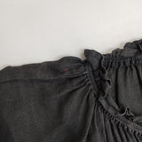 nest Robe 01233-1404 リネン Vネックフリル ワイド ブラウス シャツ 23SS ブラック レディース ネストローブ【中古】6-0425M∞