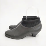 mina perhonen mountain pigeon サイズ24.5cm リブ 牛革 ブーティ ブーツ ブラック レディース ミナペルホネン【中古】5-1225T◎