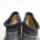 mina perhonen mountain pigeon サイズ24.5cm リブ 牛革 ブーティ ブーツ ブラック レディース ミナペルホネン【中古】5-1225T◎