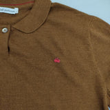 mina perhonen SA8718 loma ウールシルク ポロ セーター ニット ブラウン レディース ミナペルホネン【中古】6-0114T∞