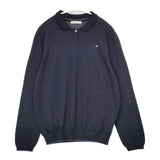 mina perhonen SA8718 loma ウールシルク ポロ セーター ニット ネイビー 濃紺 レディース ミナペルホネン【中古】6-0114T∞