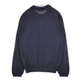 mina perhonen SA8718 loma ウールシルク ポロ セーター ニット ネイビー 濃紺 レディース ミナペルホネン【中古】6-0114T∞