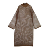 muller of yoshio kubo ラッセルメッシュロングワンピース 定価31900円 ハイネックニット ブラウン レディース ミュラーオブ ヨシオクボ【中古】6-0224M♪