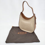 TOD'S オーボエバッグ T タイムレス ラフィア ショルダーバッグ ベージュ レディース トッズ【中古】5-1210G♪