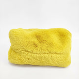 COS ラージクラッチバッグ フェイクファー クラッチバッグ イエロー レディース コス【中古】5-1215T◎