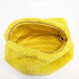 COS ラージクラッチバッグ フェイクファー クラッチバッグ イエロー レディース コス【中古】5-1215T◎