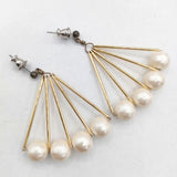 petite robe noire コットンパール 扇形 ピアス ベージュ ゴールド レディース プティローブノアー【中古】6-0212G∞