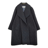 HANAE MORI 森英恵 キルティング ショールカラー サイズM ボタンレス コート ネイビー レディース ハナエモリ【中古】5-1226A♪