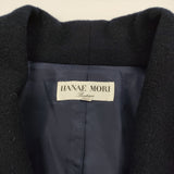 HANAE MORI 森英恵 キルティング ショールカラー サイズM ボタンレス コート ネイビー レディース ハナエモリ【中古】5-1226A♪