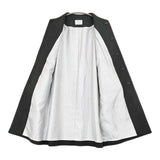 Le Minor ノーカラーウールリングソフト圧縮コート EL33105 定価38500円 サイズ38 コート 21AW チャコールグレー レディース ルミノア【中古】5-1219T♪