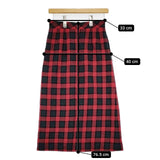 23区 ウール チェック ロングスカート レッド グリーン レディース 23区【中古】6-0124T∞