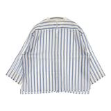 MARGARET HOWELL SILK COTTON BOLD STRIPE SHIRT コットンシルク ストライプ バンドカラー 578-0152513 長袖シャツ ブルー ホワイト レディース マーガレットハウエル【中古】6-0309M♪