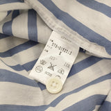 MARGARET HOWELL SILK COTTON BOLD STRIPE SHIRT コットンシルク ストライプ バンドカラー 578-0152513 長袖シャツ ブルー ホワイト レディース マーガレットハウエル【中古】6-0309M♪