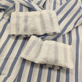 MARGARET HOWELL SILK COTTON BOLD STRIPE SHIRT コットンシルク ストライプ バンドカラー 578-0152513 長袖シャツ ブルー ホワイト レディース マーガレットハウエル【中古】6-0309M♪