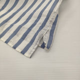 MARGARET HOWELL SILK COTTON BOLD STRIPE SHIRT コットンシルク ストライプ バンドカラー 578-0152513 長袖シャツ ブルー ホワイト レディース マーガレットハウエル【中古】6-0309M♪
