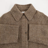 LOISIR リネンウールツイードステンカラーコート 定価88000円 B0154LFC625 25AW ブラウン レディース ロワズィール【中古】5-1210T♪