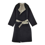 adam et Rope GAO-28150-B リバーシブルコート チェック ベルト付き コート グレー ブラック レディース アダムエロペ【中古】6-0124T∞