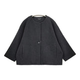 evam eva プレスウール ノーカラーコート サイズ1 E173K069 ノーカラージャケット Cグレー系 レディース エヴァムエヴァ【中古】5-1210T♪